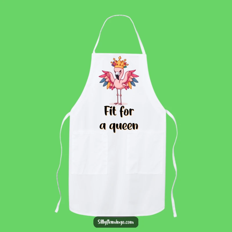 Funny Flamingo Feather Crown Apron: Cook with Regal Comedic Flair