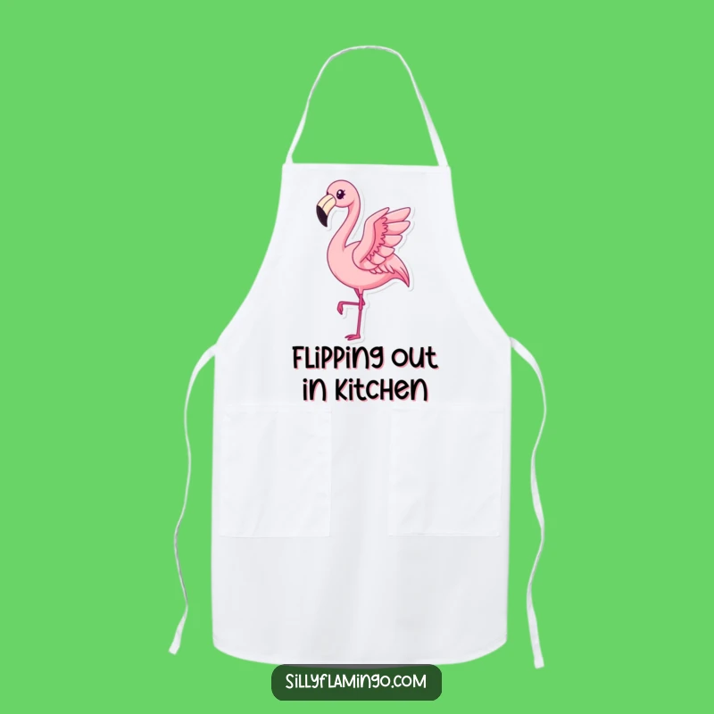Funny Kawaii Flamingo Apron: Kitchen Pleased Bird Flap, Humorous Cooking Gift