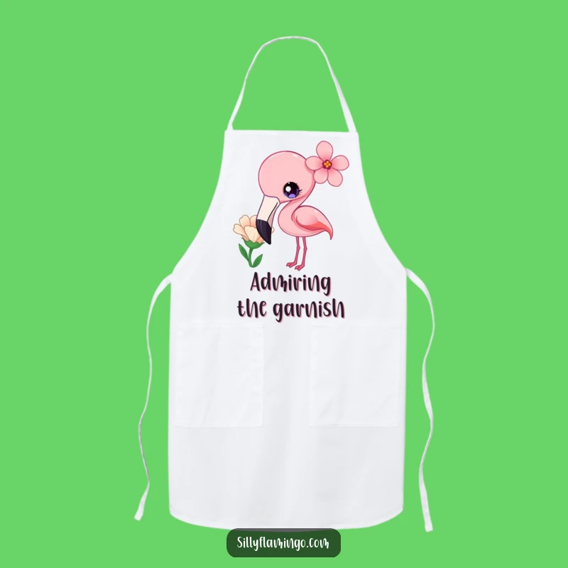 Funny Kawaii Flamingo Curious Flower Apron - Adorable & Whimsical Garden Accessory
