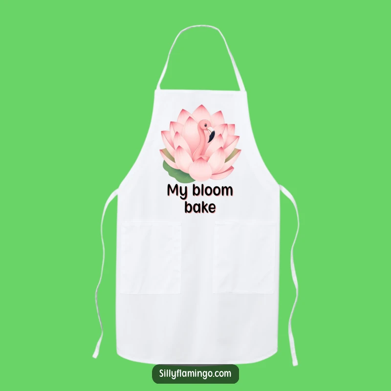 Funny Flamingo Apron - Peekaboo Lotus Flower Design, Quirky Kitchen Gift
