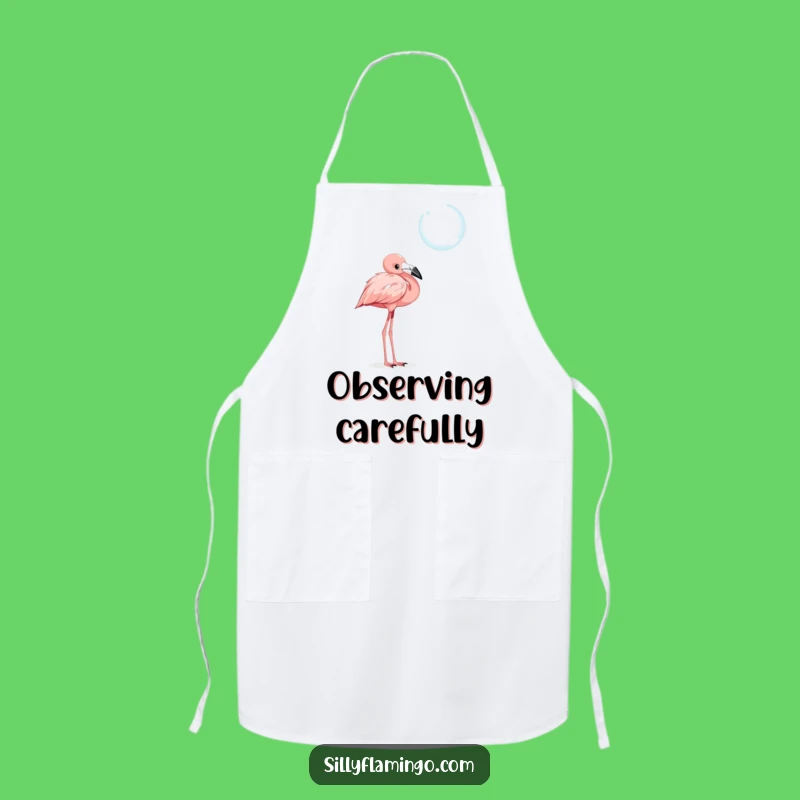 Funny Flamingo Chef Apron: Curious Gazing, Whimsical Kitchen Gift!