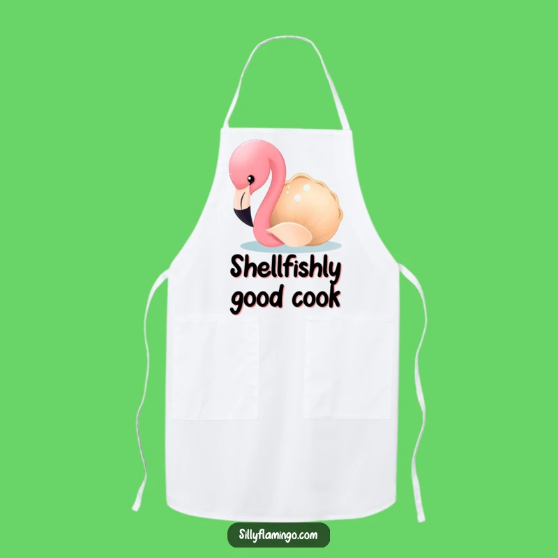 Funny Flamingo Apron: Chef Bird & Seashell, Hilarious Kitchen Fun Gift