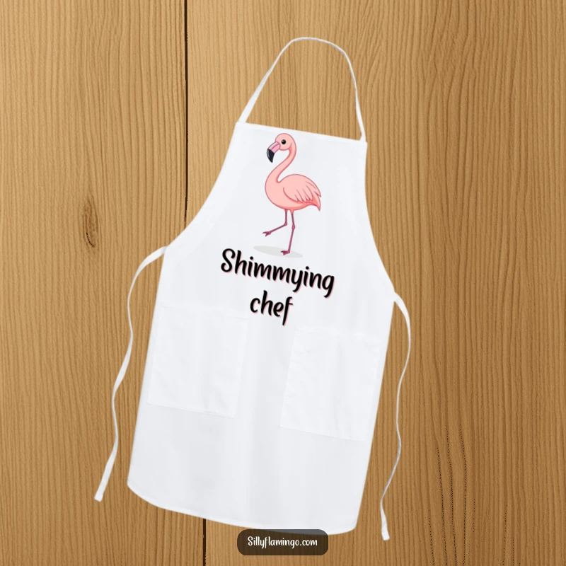 Funny Flamingo Apron: A flamingo energetically does a shimmy dance, making kitchen duties more enjoyable. A humorous and practical cooking accessory.