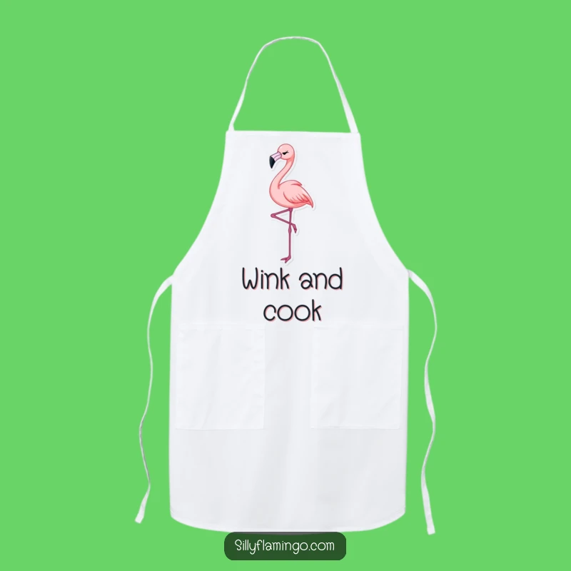 Funny Flamingo Wink Apron: Hilarious Bird Kitchen Wear for Elegant Cooks