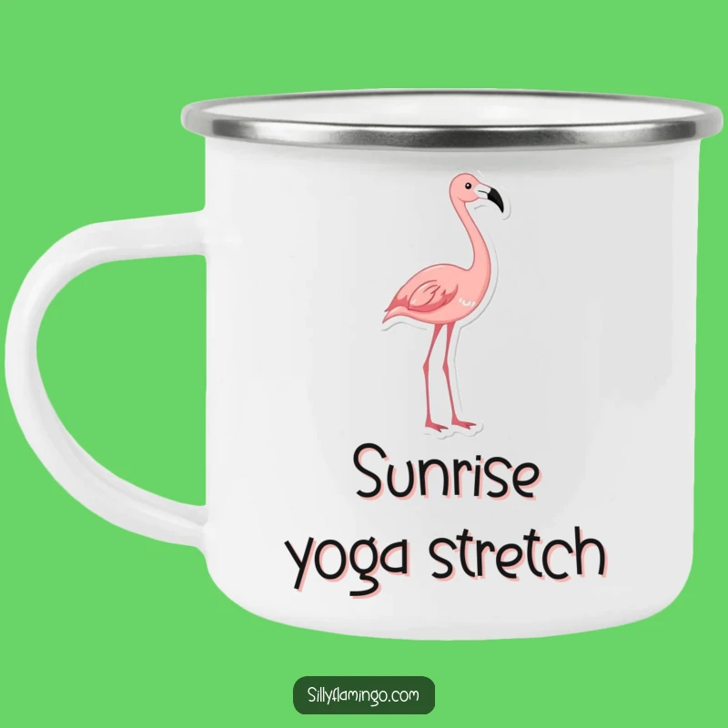Funny Flamingo Camping Mug: Sip in Style with a Hilarious Bird's Graceful Stretch Gift