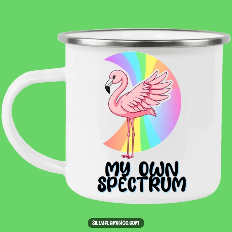Funny Flamingo Rainbow Camping Mug: Wing Art Adventure Cup, Colorful Outdoor Gift