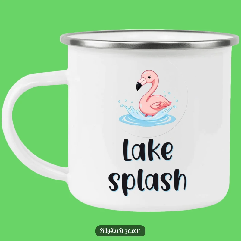 Funny Flamingo Splash Camping Mug: Durable & Hilarious Tropical Gift for Outdoors