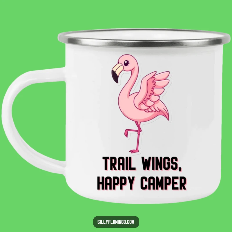 Funny Kawaii Flamingo Camping Mug: Outdoor Pleased Bird Flap, Humorous Adventure Gift
