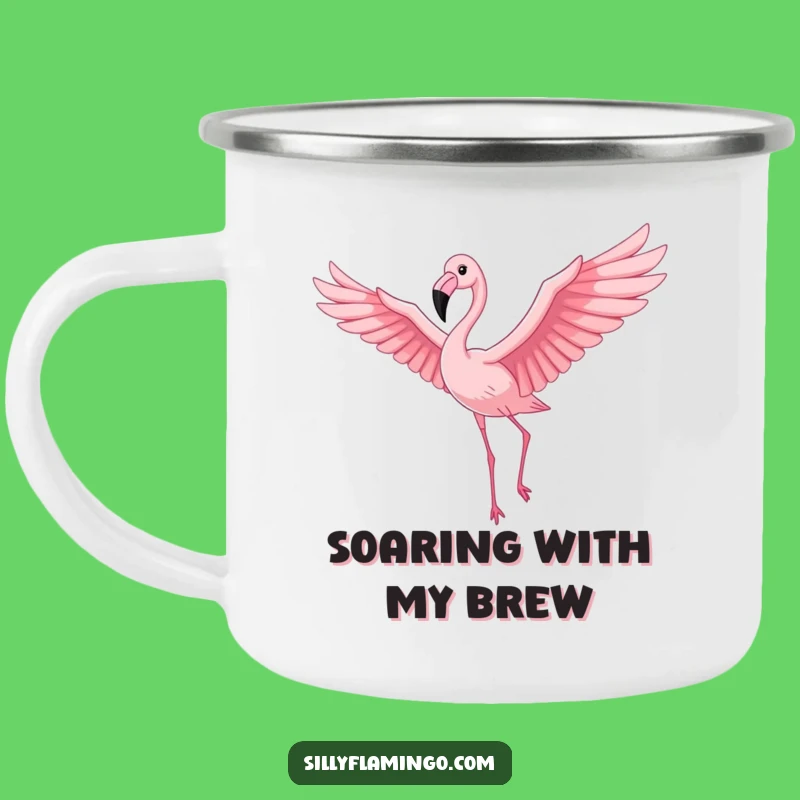 Funny Flamingo Camping Mug: Proud Bird Soaring, Durable & Comical Outdoor Funny Gift