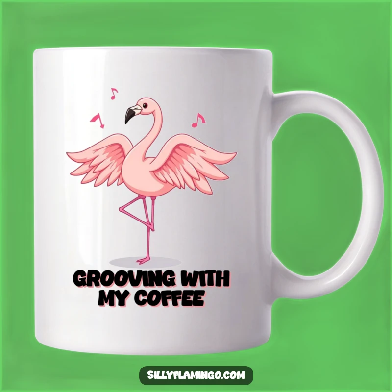 Funny Dancing Flamingo Mug: Pink Feather Dancer, Hilarious Gift for Music Lovers