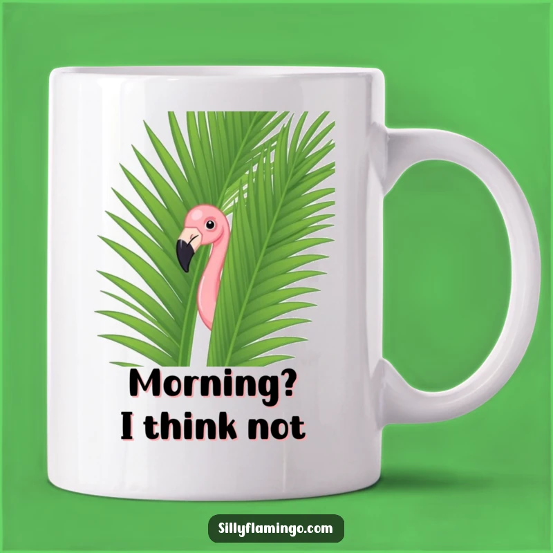 Funny Flamingo Palm Leaf Mug: A Quirky Tropical Bird Peek Funny Gift