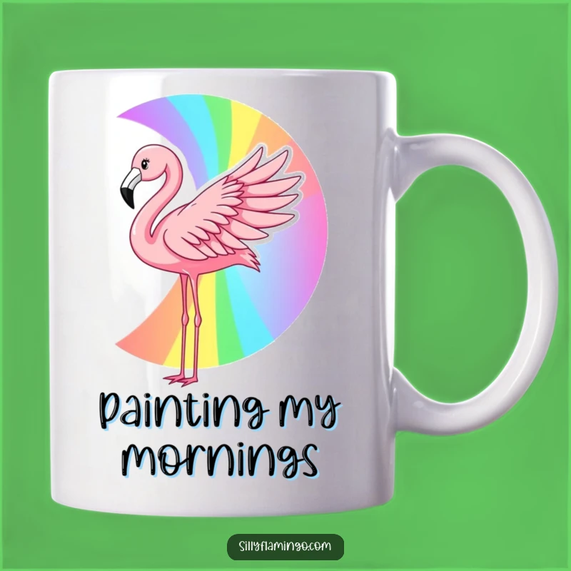 Funny Flamingo Rainbow Mug: Magical Wing Art, Whimsical and Colorful Gift
