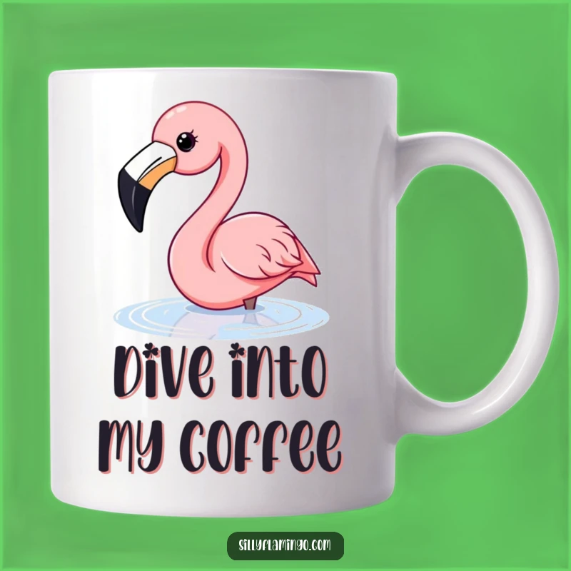 Funny Flamingo Water Dip Mug: Happy Beak Flamingo Sipping Drink Gift