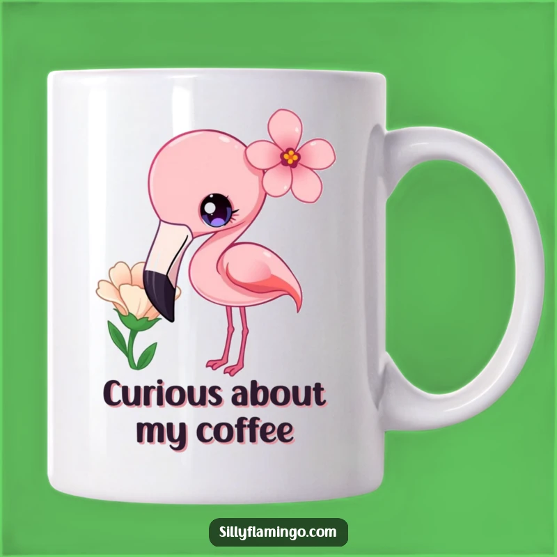 Funny Kawaii Flamingo Curious Flower Mug - Adorable & Whimsical Nature Gift
