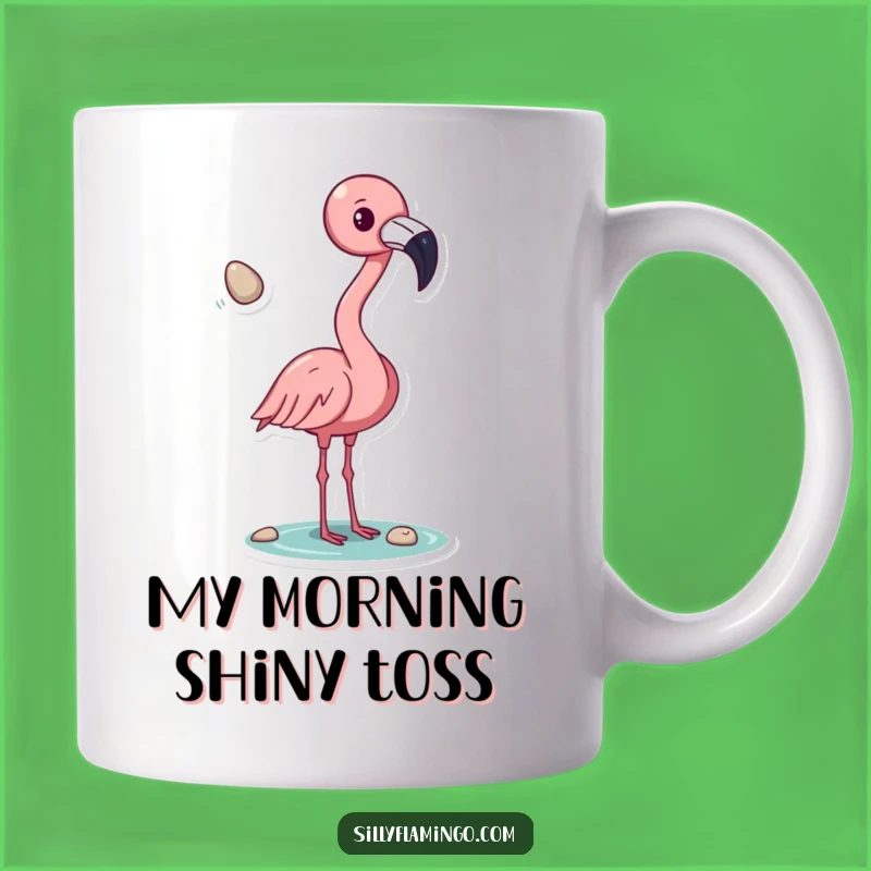 Funny Flamingo Pebble Toss Mug - Pink Bird Fun, Perfect Quirky Bird Gift!
