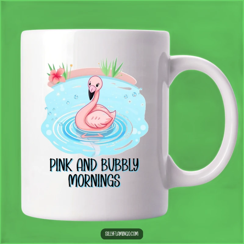 Funny Flamingo Splash Mug: Joyful Bird Bathing, Perfect Tropical Gift