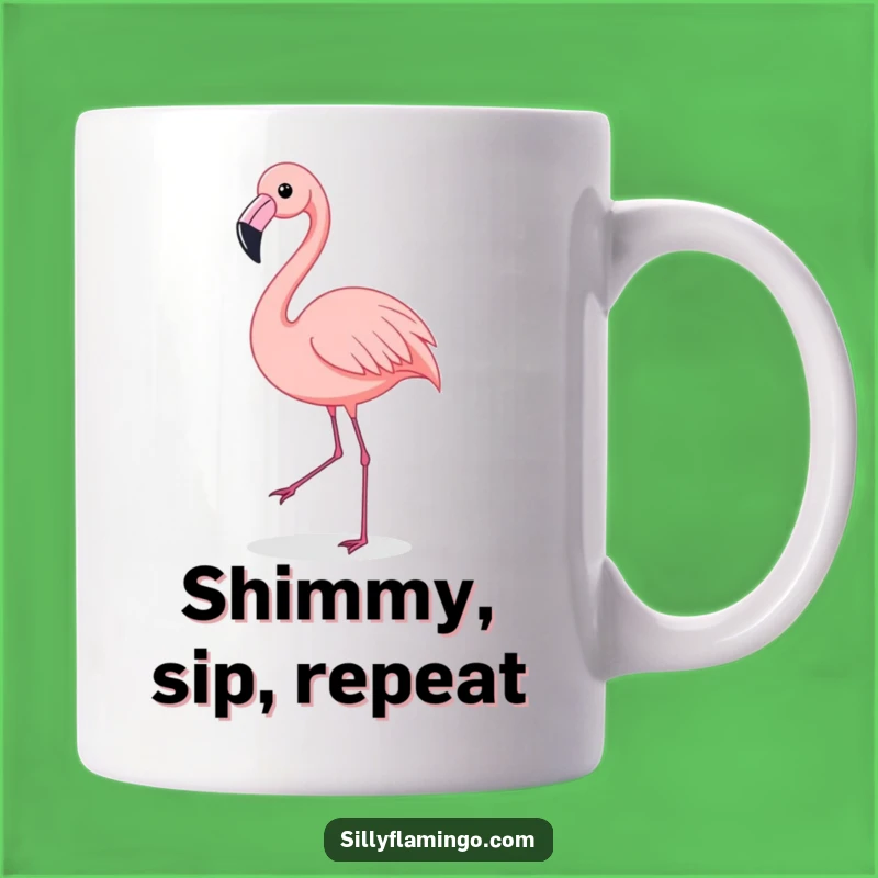 Funny Flamingo Shimmy Mug: Joyful Bird Dancing, Hilarious Gift for Dance Lovers