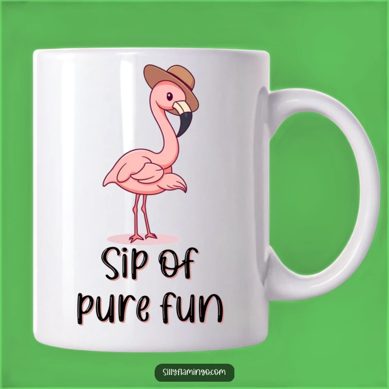 Playful Flamingo Mug: Tiny Hat Fun, Perfect Gift for Whimsical Drinkers