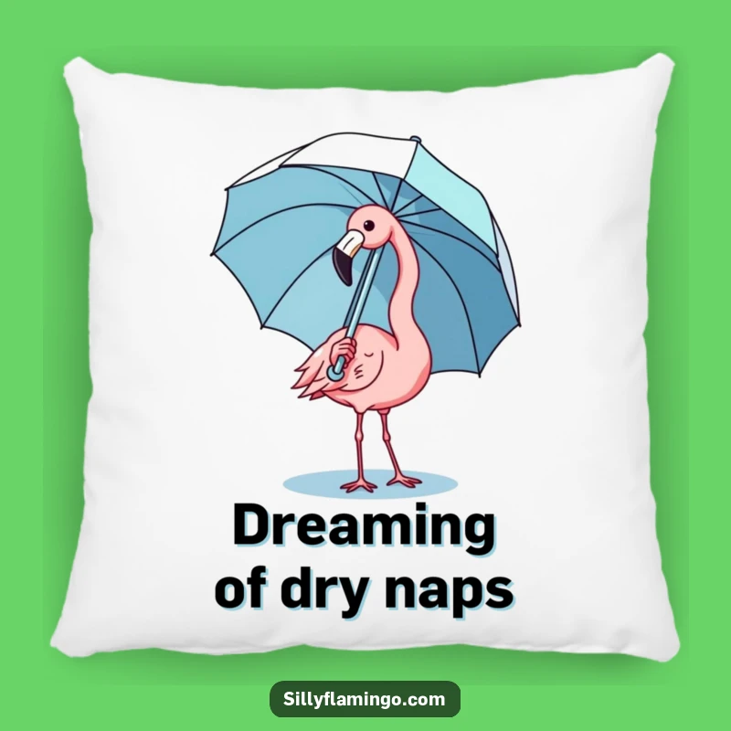 Funny Kawaii Flamingo Umbrella Pillow - Soft Cushion with Comical Art