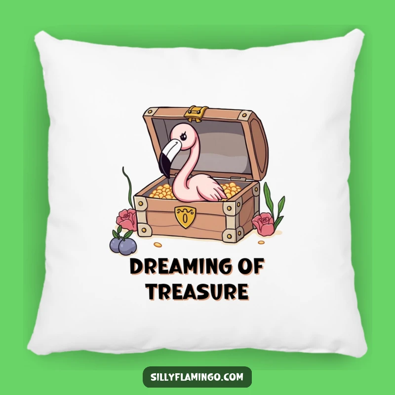 Funny Flamingo Treasure Pillow: Soft & Adventurous Bird Accent for Cozy Spaces