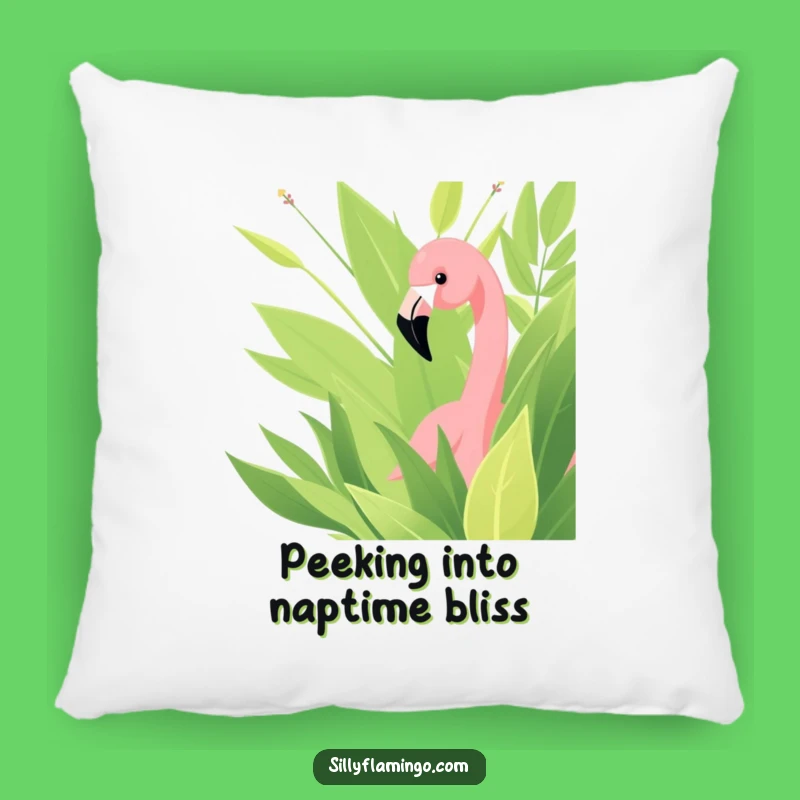 Funny Flamingo Pillow: Soft Cushion with a Peeking Bird, Cozy Funny Gift