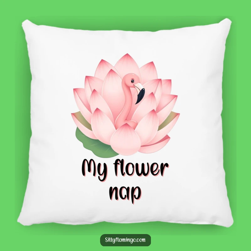 Funny Flamingo Pillow - Lotus Flower Peekaboo Comfort, Cozy Bird Lover Gift