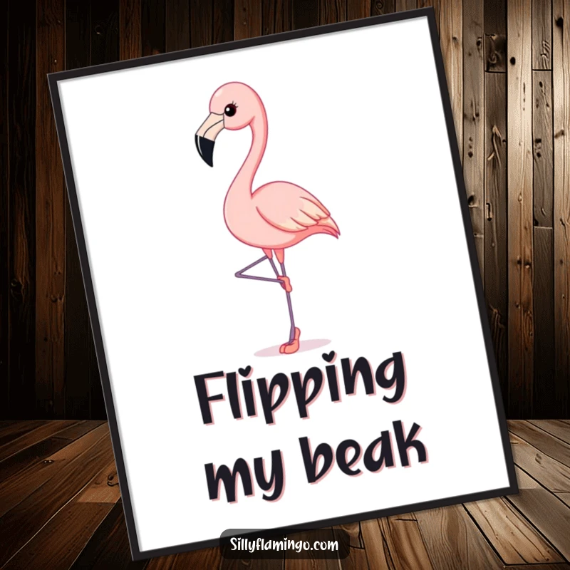 Funny Flamingo Digital Art: Flamingo gracefully poses on tiny ballet slippers, offering instant artistic and comedic appeal.