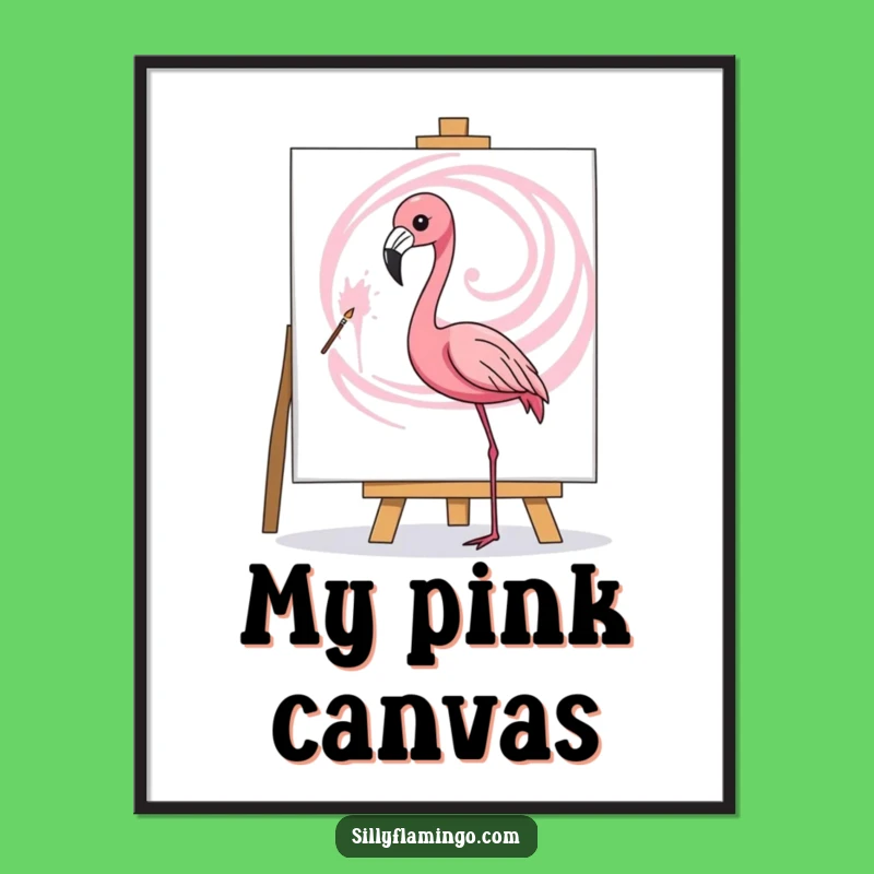 Funny Flamingo Artist Digital Art - Pink Swirl Painting Decor, Creative Gift