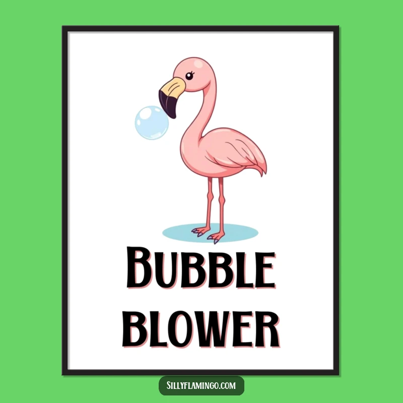 Funny Flamingo Bubble Blowing Digital Art: Cheerful Bird Decor, Instant Funny Gift