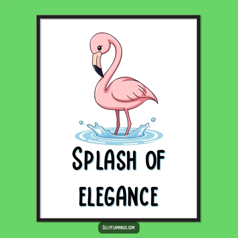 Funny Flamingo Digital Art - Playful Splash Printable, Instant Tropical Decor