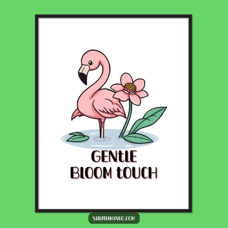 Funny Flamingo Flower Nudge Digital Art: Instant Serenity for Your Walls!