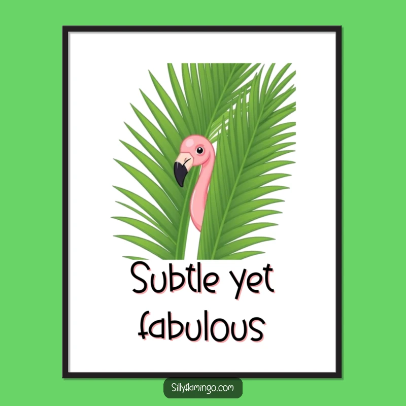 Funny Flamingo Palm Leaf Digital Art: Tropical Vibe Funny Gift