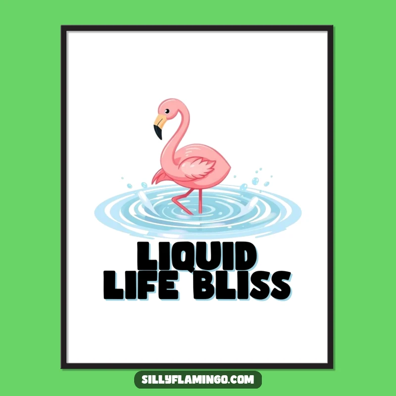 Funny Flamingo Pool Splash Digital Art: Instant Hilarious Decor, Perfect Gift