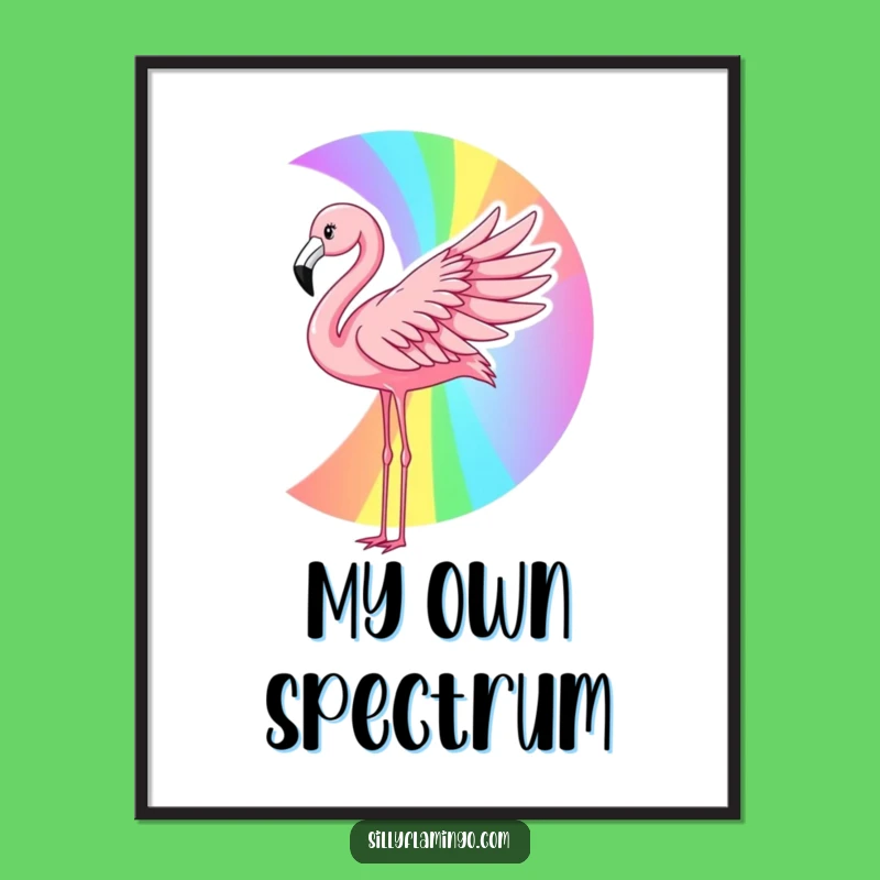 Funny Flamingo Rainbow Digital Art: Wing Art Print, Instant Colorful Decor