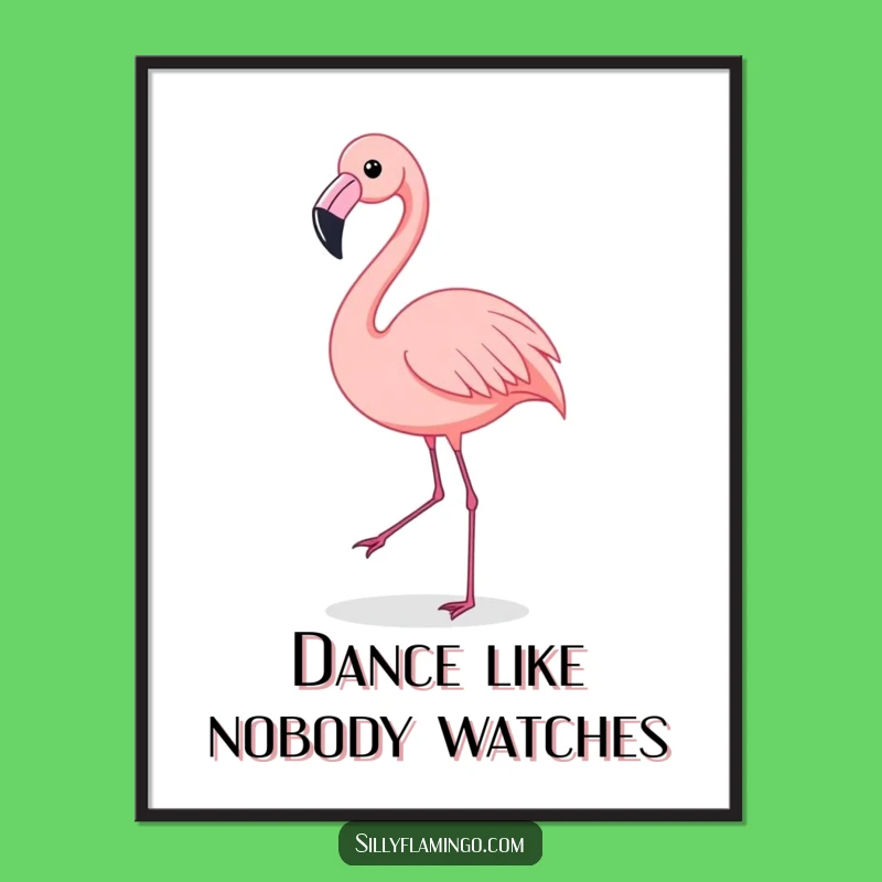 Funny Flamingo Shimmy Digital Art: Dancing Bird Print, Hilarious Decor Gift