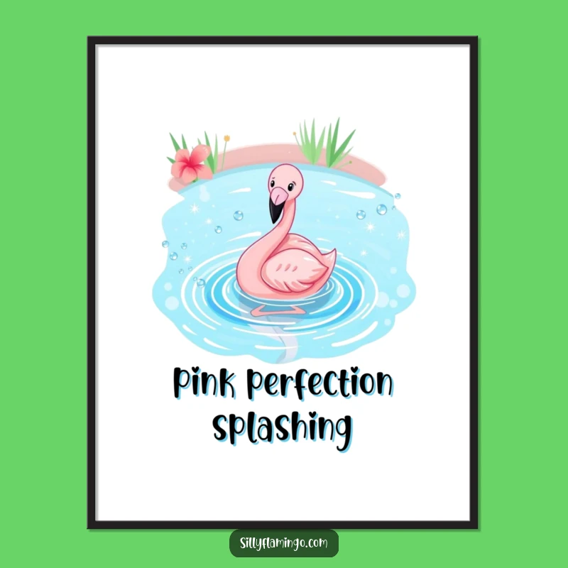 Funny Flamingo Splash Digital Print: Instant Tropical Art, Printable Bird Gift