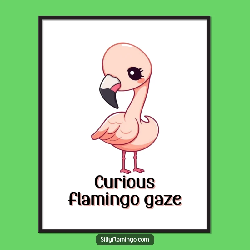 Funny Kawaii Flamingo Winking Digital Print: Instant Cute Decor