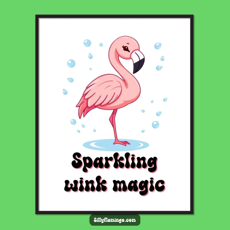 Funny Winking Flamingo Digital Art: Instant Sparkle for Your Walls!