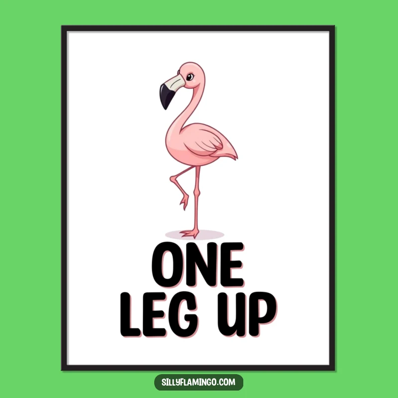 Funny Digital Art Print: Happy Flamingo Balance, Tropical Decor Gift!