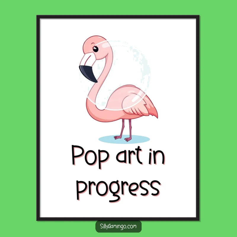 Funny Flamingo Bubble Digital Print: Giant Attempt Art, Instant Decor, Gift