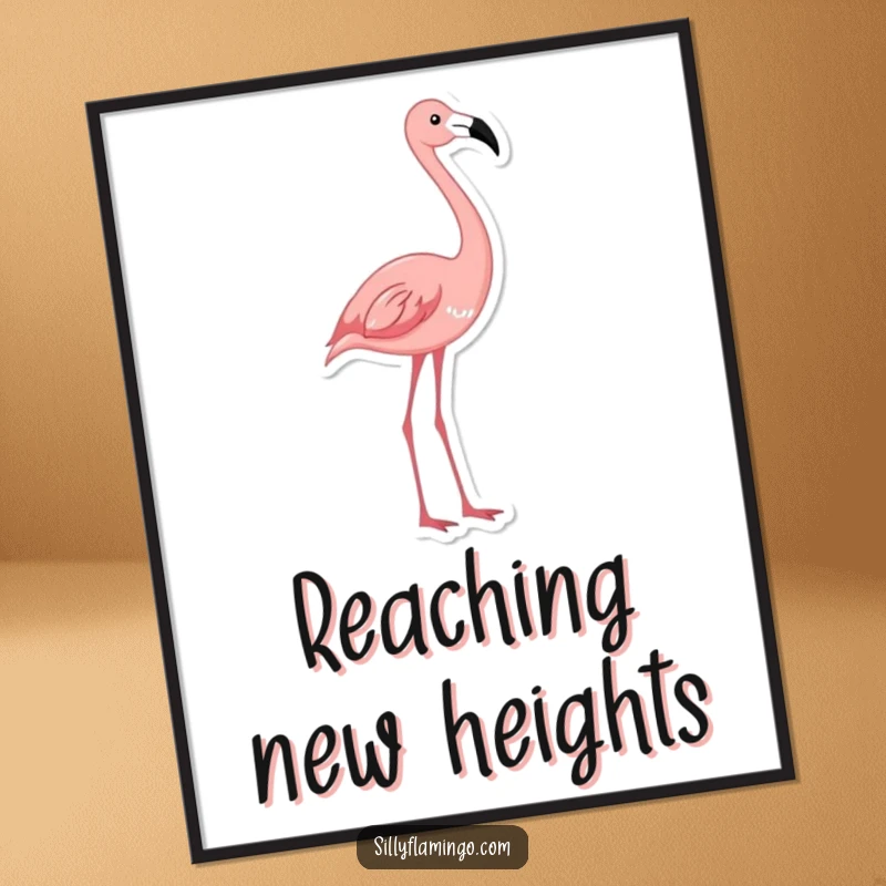Funny flamingo digital art print of a bird gracefully stretching its neck, offering instant humor and visual appeal for any space.