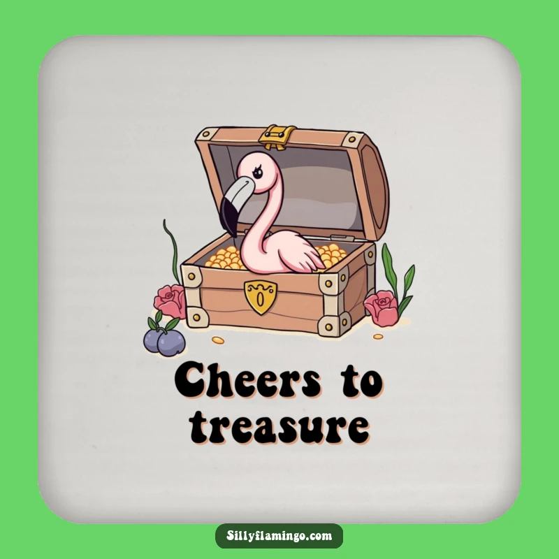 Funny Flamingo Treasure Coasters (Set of 4): Adventurous Bird Decor