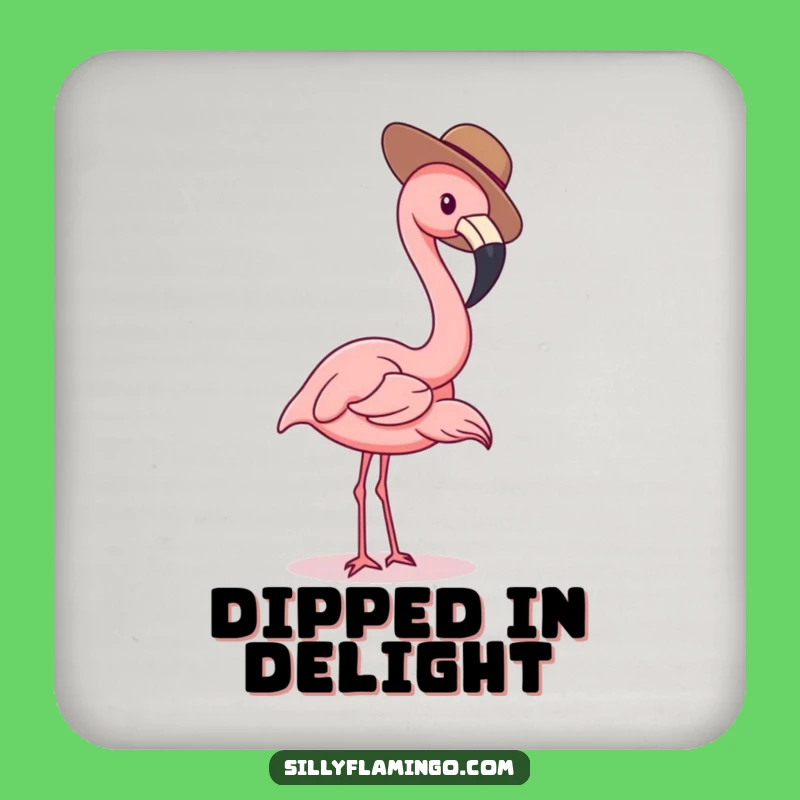Playful Flamingo Drink Coaster: Tiny Hat Fun, Hilarious Protection for Surfaces