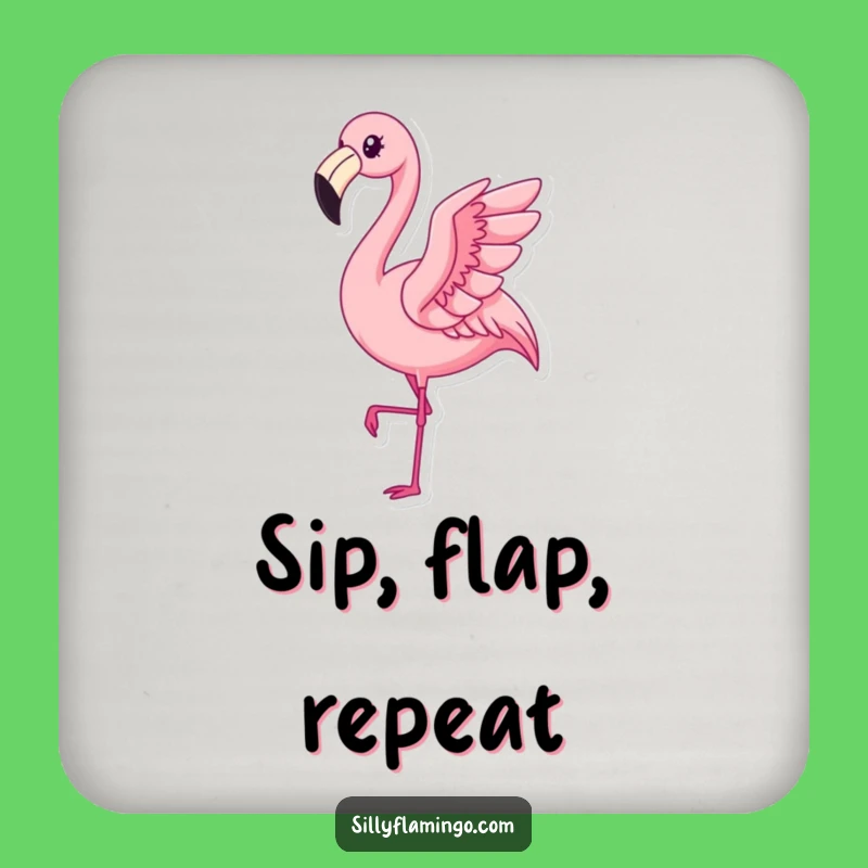 Funny Kawaii Flamingo Coasters: Pleased Bird Flap Set, Humorous Drink Protection Gift