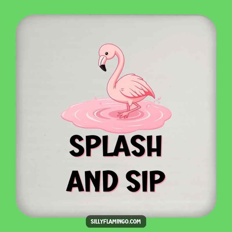 Funny Flamingo Splash Drink Coaster: Playful Protection, Fun Funny Gift