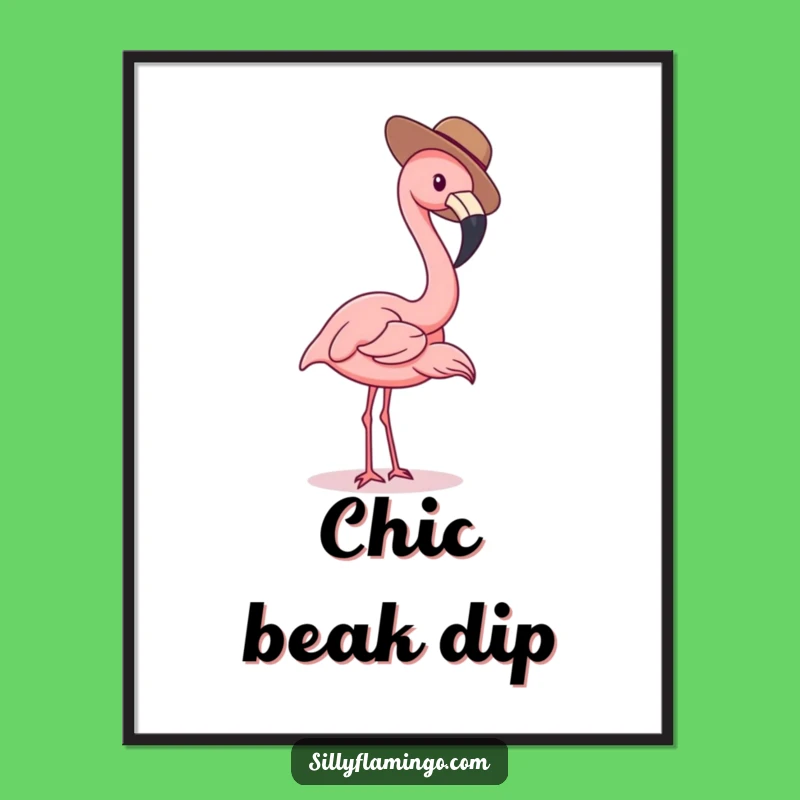 Playful Flamingo Poster: Tiny Hat Charm, Hilarious Wall Art for Whimsical Spaces