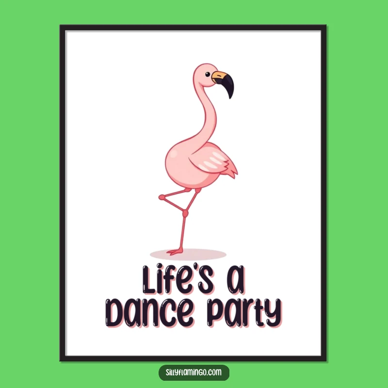 Funny Flamingo Dance Poster: Joyful Squawk Kicking Legs Wall Art Decor