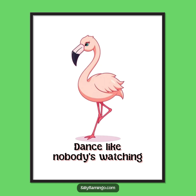 Funny Flamingo Dance Poster: Silly Beak Moves, Vibrant Wall Art, Unique Gift