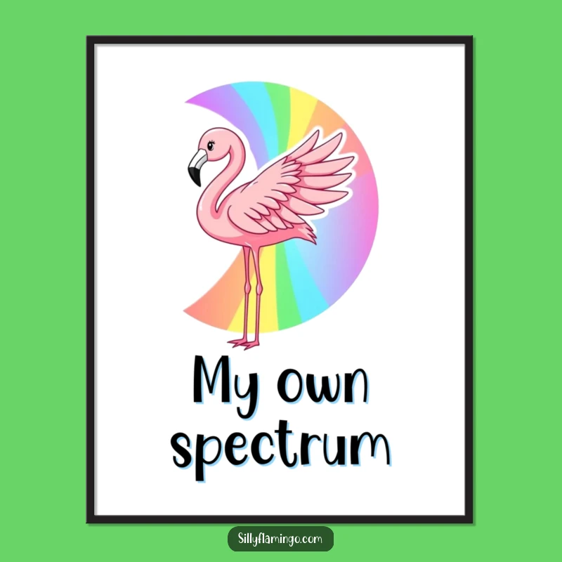 Funny Flamingo Rainbow Poster: Wing Art Print, Vibrant Wall Decor Gift