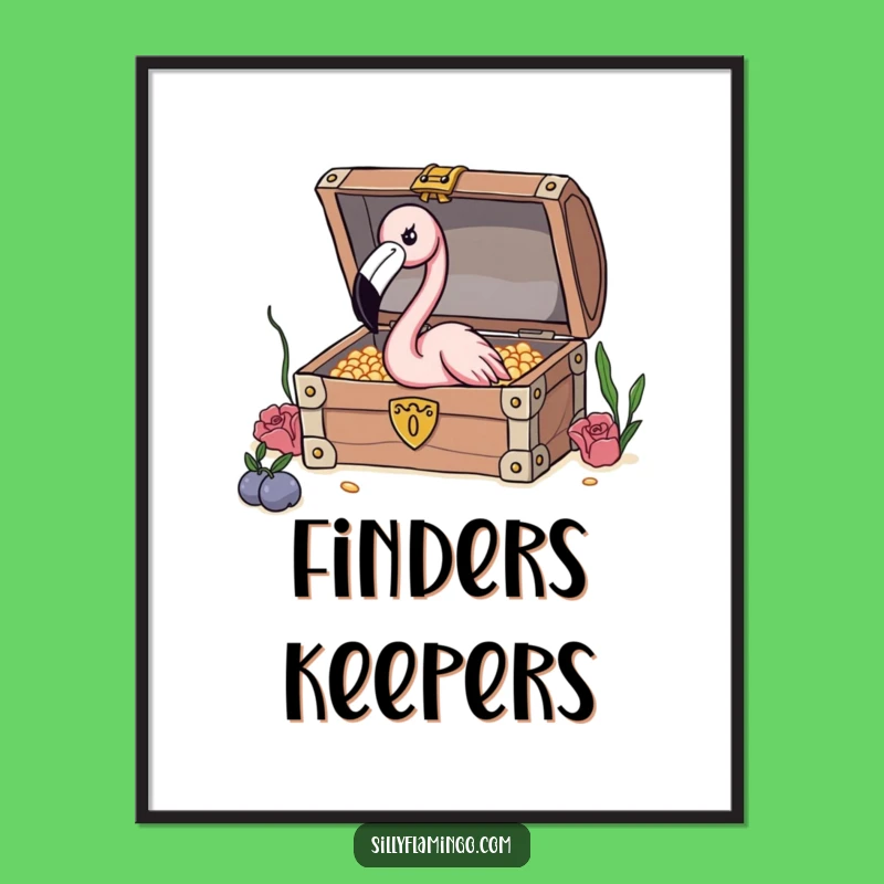 Funny Flamingo Treasure Poster: Adventurous & Hilarious Bird Art Print